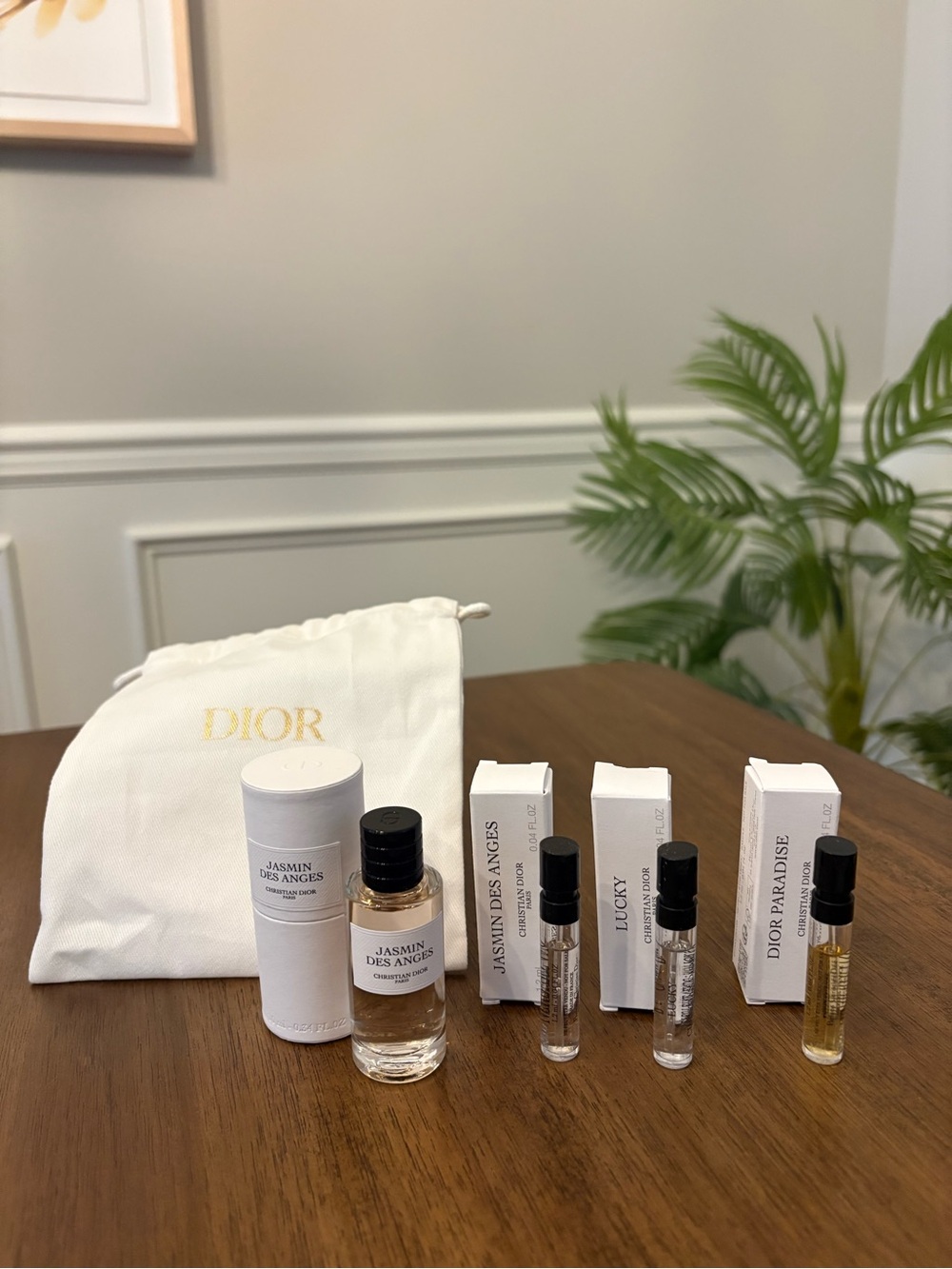 Dior Mini Fragrance Set with white pouch